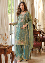 Premium Festive Organza Suit Set Sophisticated Traditional Wear with Embellished Border