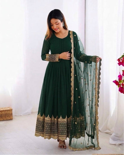 Elegant Embroidered Anarkali Ensemble with Scalloped Dupatta Festive Collection
