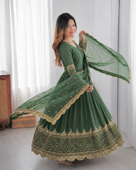 Sophisticated Anarkali Suit Set Intricate Golden Embellishments and Festive Party Outfit