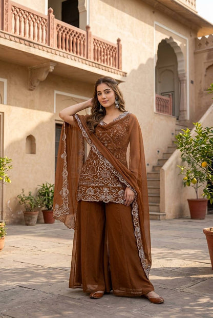 Exclusive Ethnic Sharara Set for Wedding Occasions Heavy Sequins and Thread Work Party Outfit