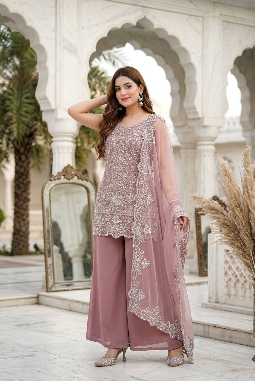 Exclusive Ethnic Sharara Set for Wedding Occasions Heavy Sequins and Thread Work Party Outfit