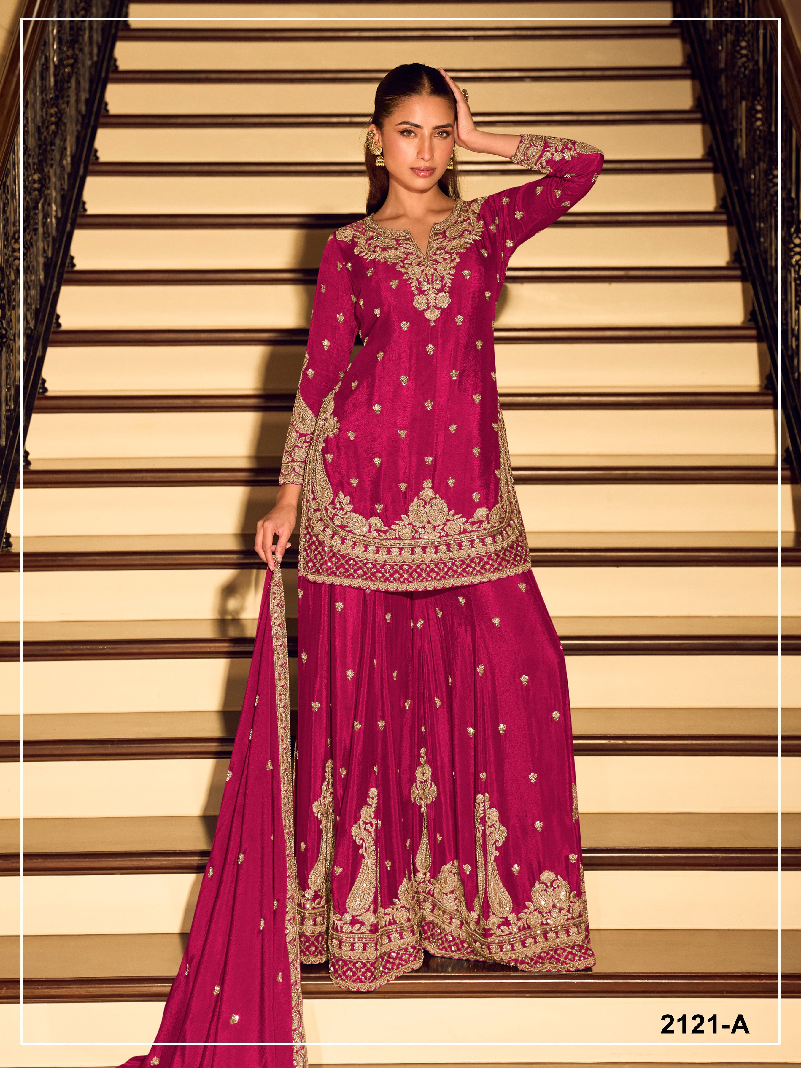 Elegant Festive Ethnic Ensemble Heavy Embroidered Sharara Suit for Weddings