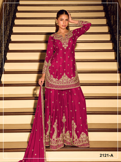 Elegant Festive Ethnic Ensemble Heavy Embroidered Sharara Suit for Weddings