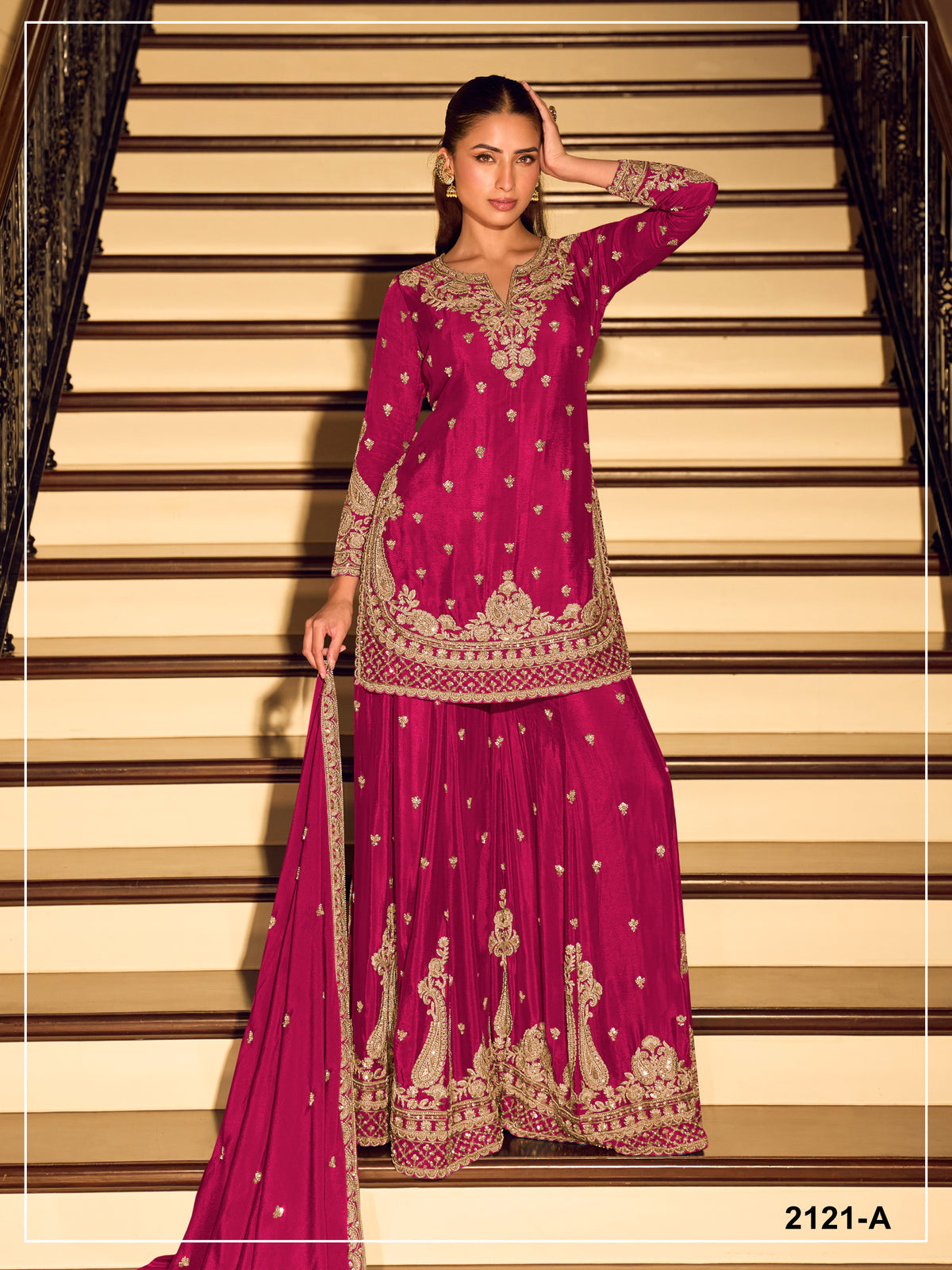Elegant Festive Ethnic Ensemble Heavy Embroidered Sharara Suit for Weddings