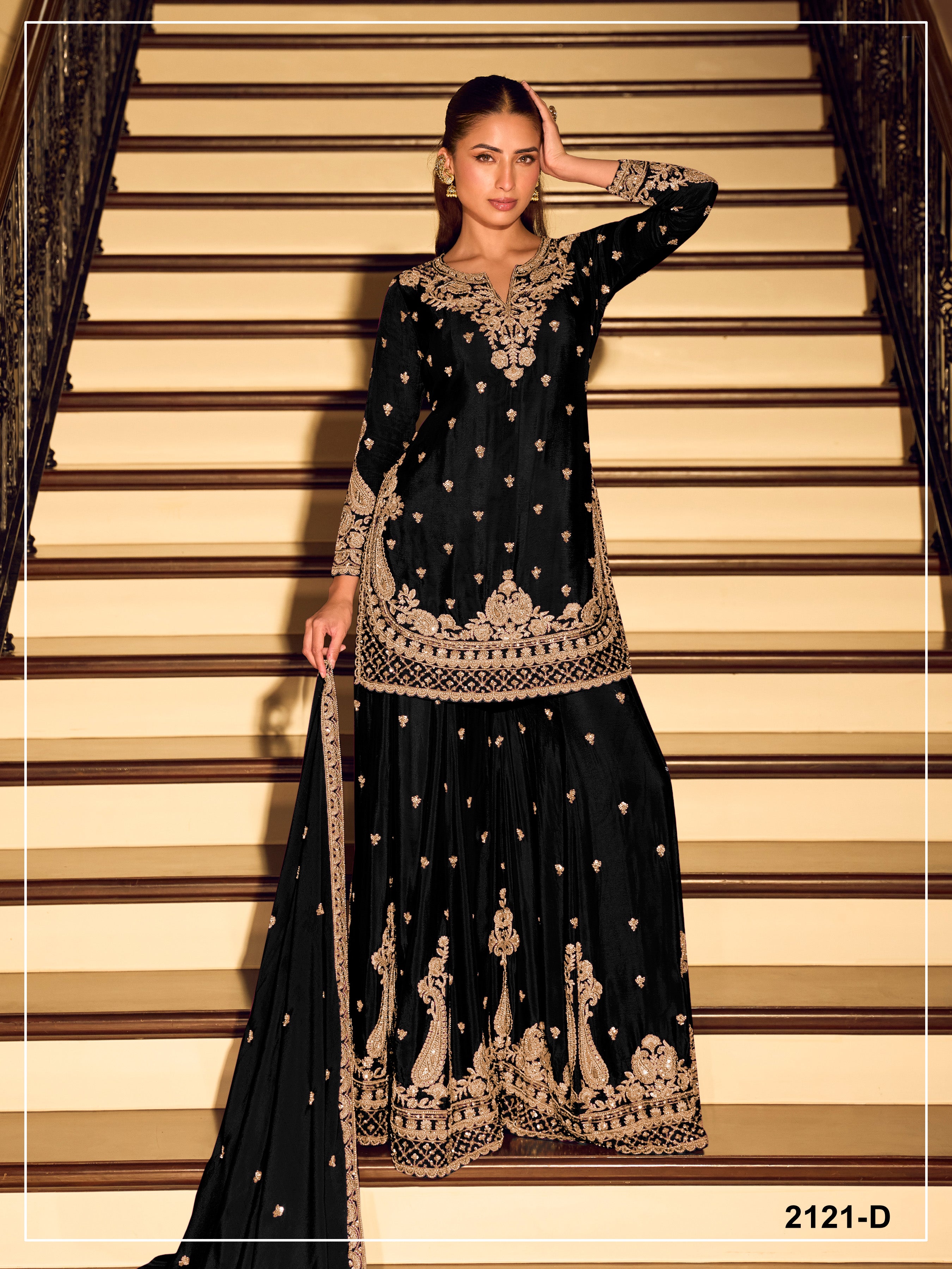 Elegant Festive Ethnic Ensemble Heavy Embroidered Sharara Suit for Weddings