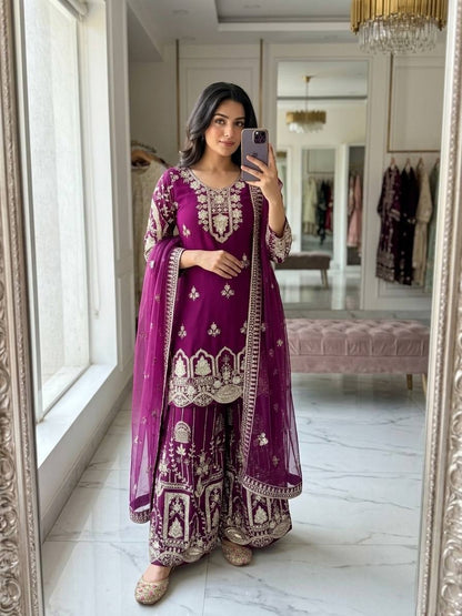 Sophisticated Traditional Sharara Set Hand-Embellished Festive Ensemble