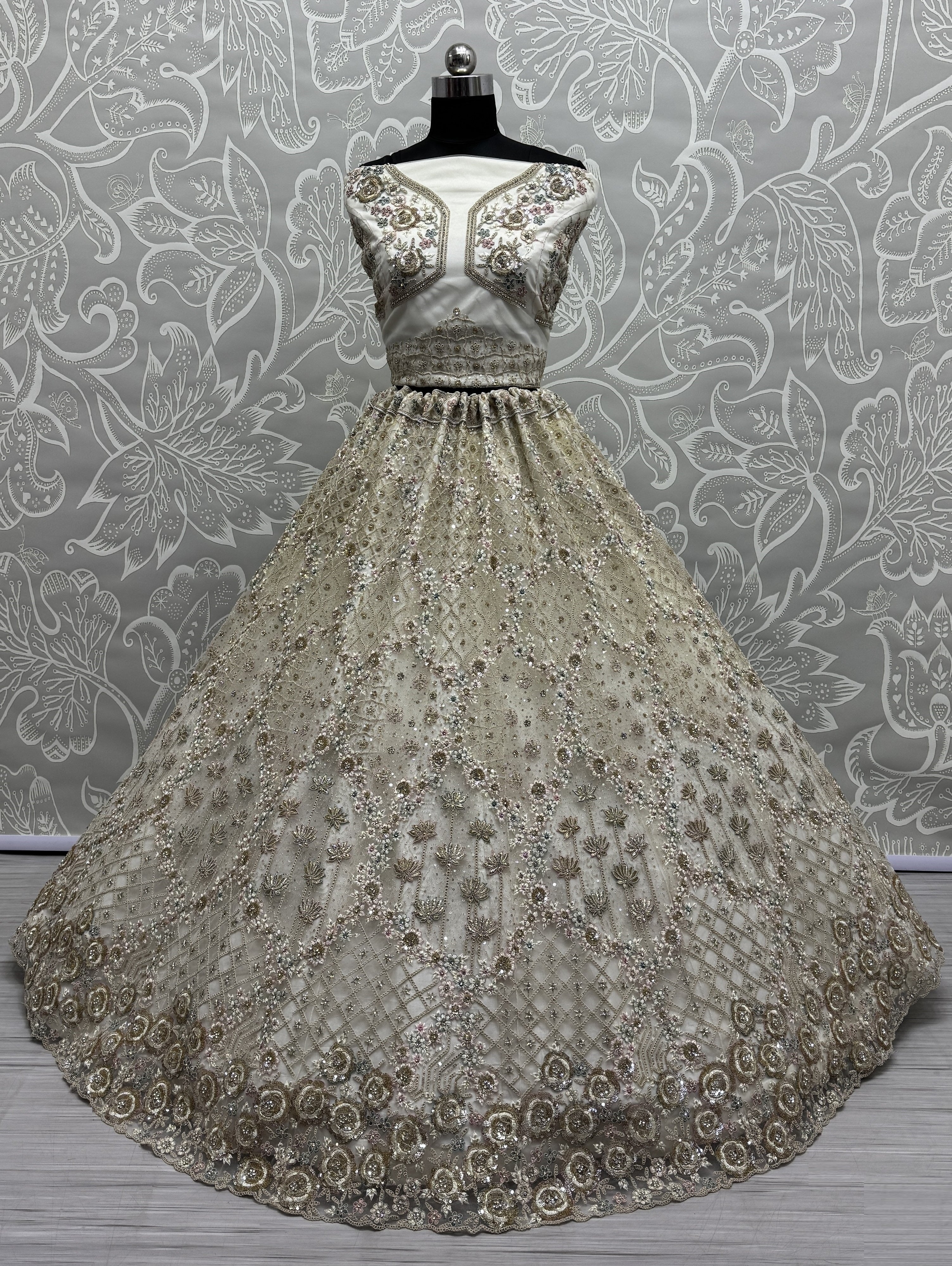 Heavy Embroidered Bridal Lehenga Choli with Sequins & Stone Work