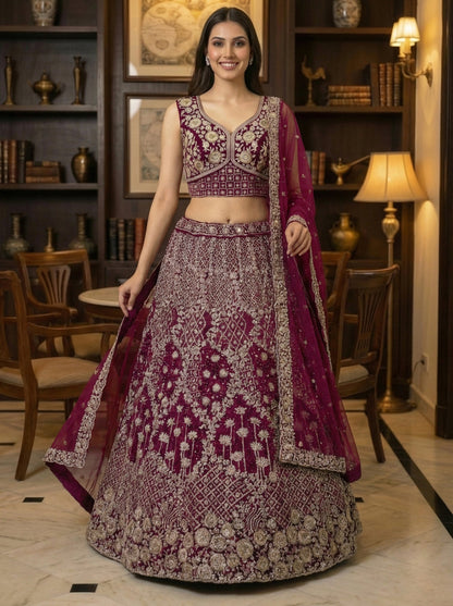 Heavy Embroidered Designer Lehenga Choli with Dupatta Wedding & Reception Wear