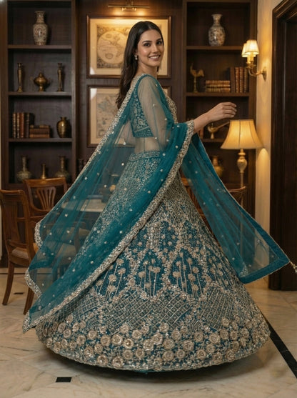 Heavy Embroidered Designer Lehenga Choli with Dupatta Wedding & Reception Wear