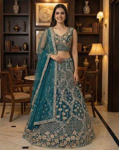Heavy Embroidered Designer Lehenga Choli with Dupatta Wedding & Reception Wear