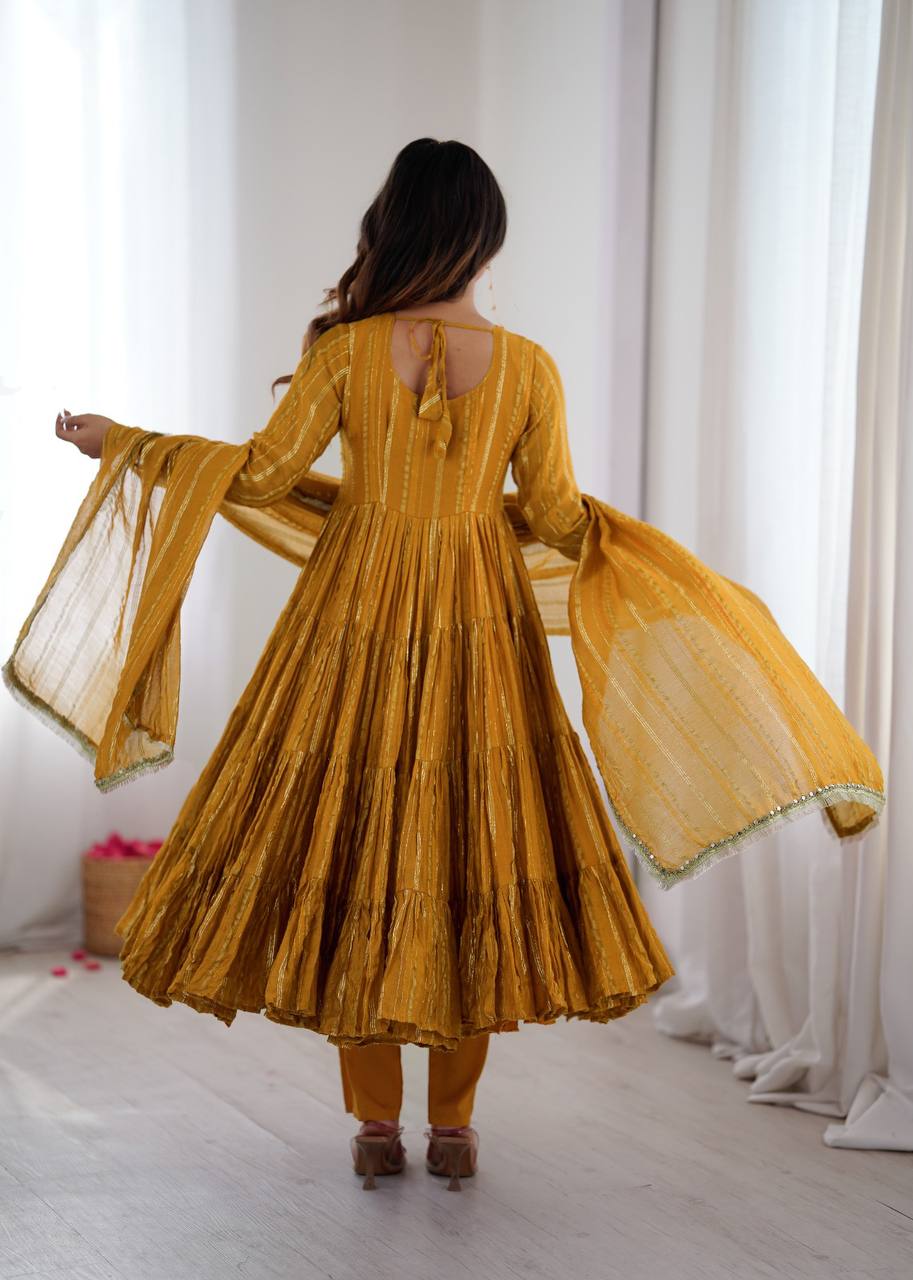 Sophisticated Traditional Anarkali Ensemble Striped Festive Wear for Women