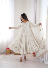 Sophisticated Traditional Anarkali Ensemble Striped Festive Wear for Women