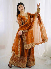 Elegant Ethnic Sharara Suit for Women Intricate Thread Work Festive Ensemble