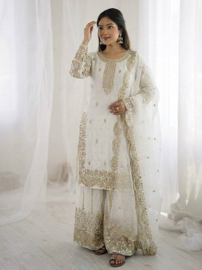 Elegant Ethnic Sharara Suit for Women Intricate Thread Work Festive Ensemble