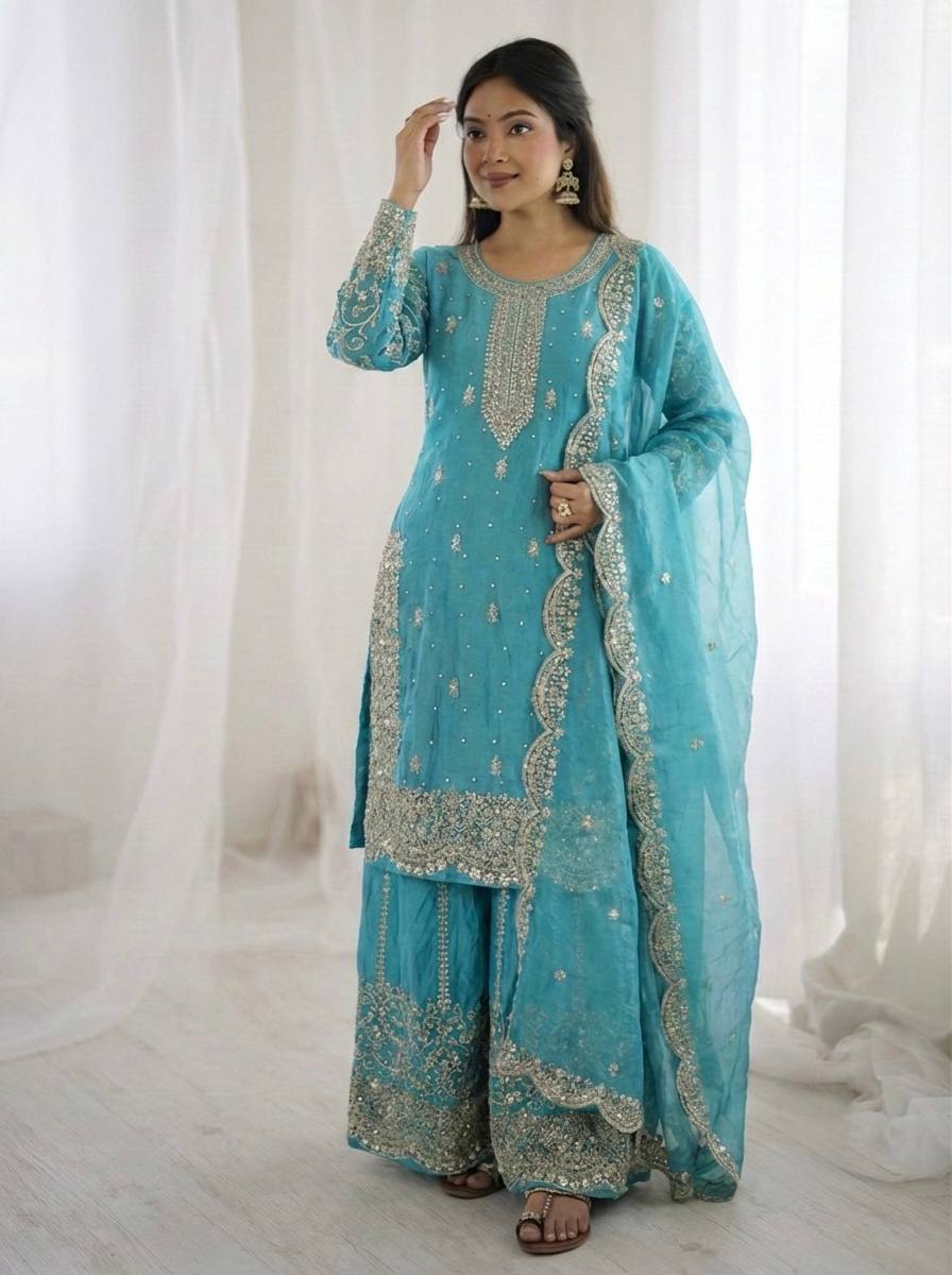 Sophisticated Embellished Sharara Suit Traditional Craftsmanship for Special Occasions