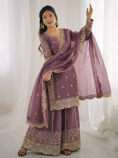 Sophisticated Embellished Sharara Suit Traditional Craftsmanship for Special Occasions