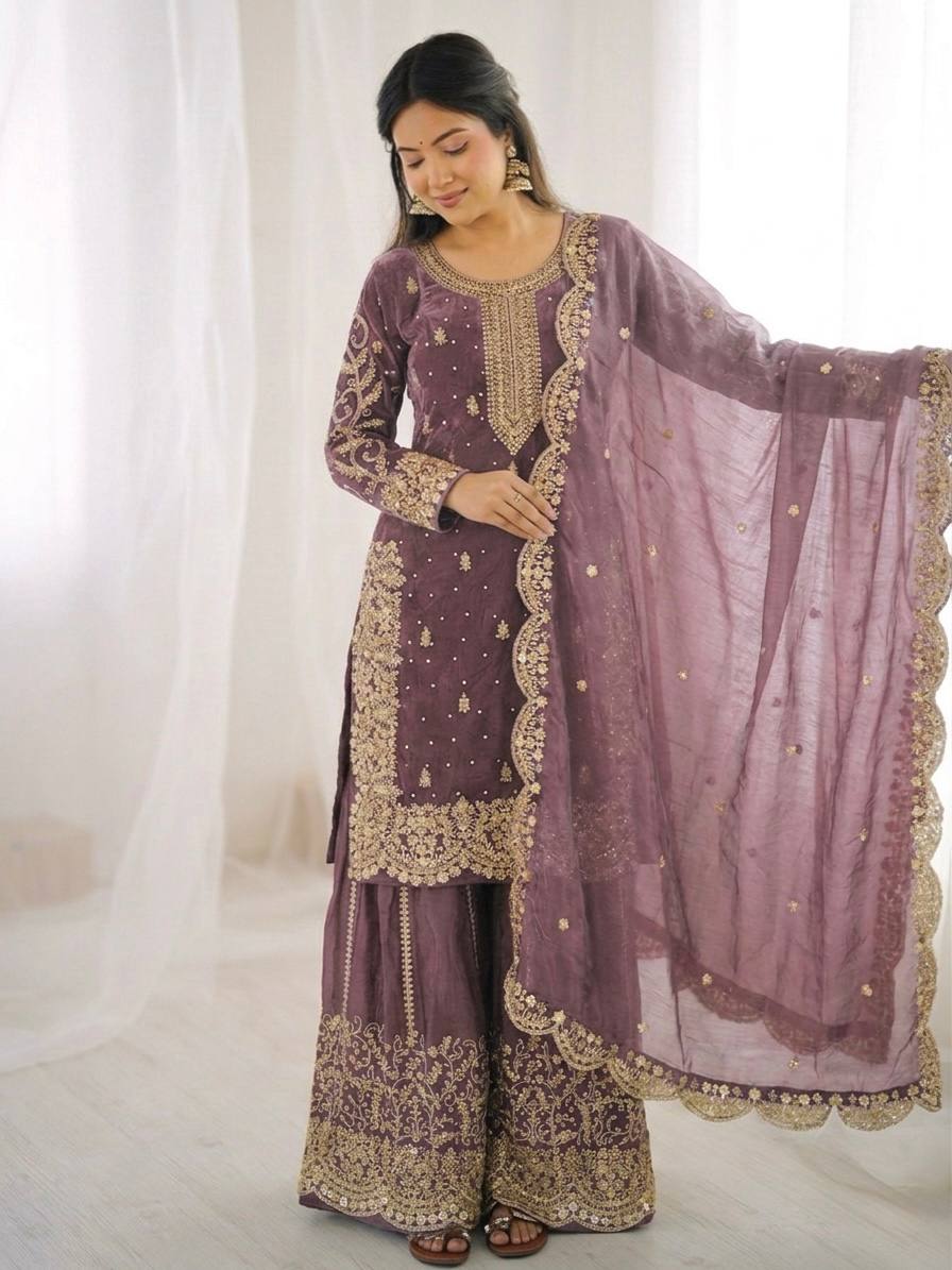 Sophisticated Embellished Sharara Suit Traditional Craftsmanship for Special Occasions