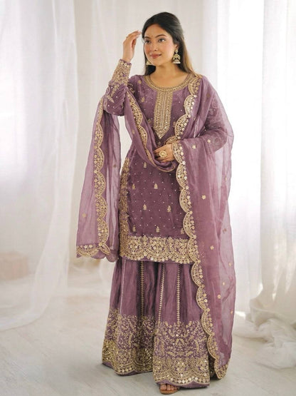 Sophisticated Embellished Sharara Suit Traditional Craftsmanship for Special Occasions