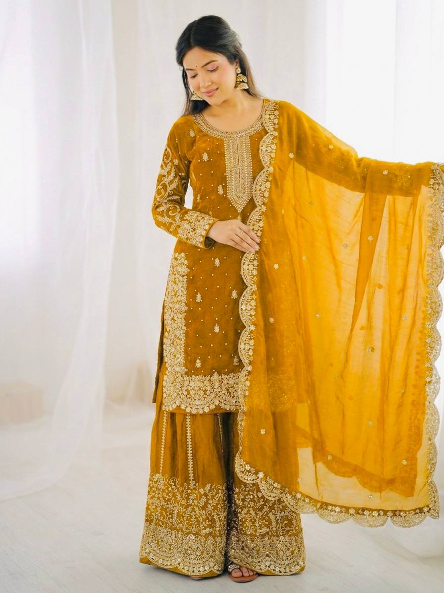 Sophisticated Embellished Sharara Suit Traditional Craftsmanship for Special Occasions