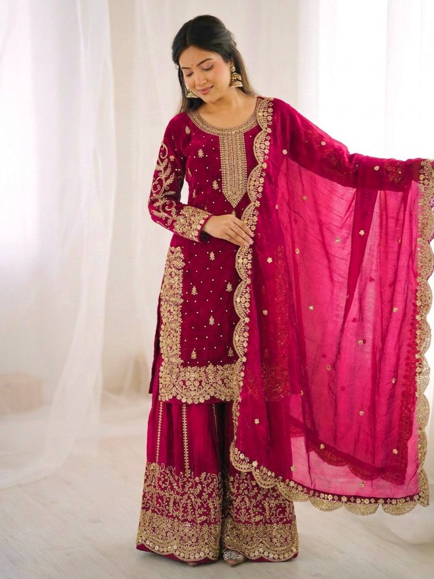 Sophisticated Embellished Sharara Suit Traditional Craftsmanship for Special Occasions