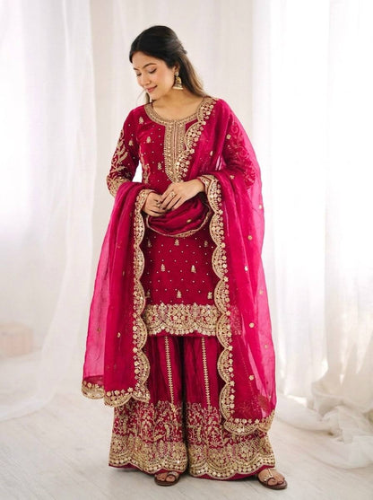 Sophisticated Embellished Sharara Suit Traditional Craftsmanship for Special Occasions