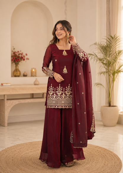 Sophisticated Embellished Sharara Suit Traditional Craftsmanship for Special Occasions