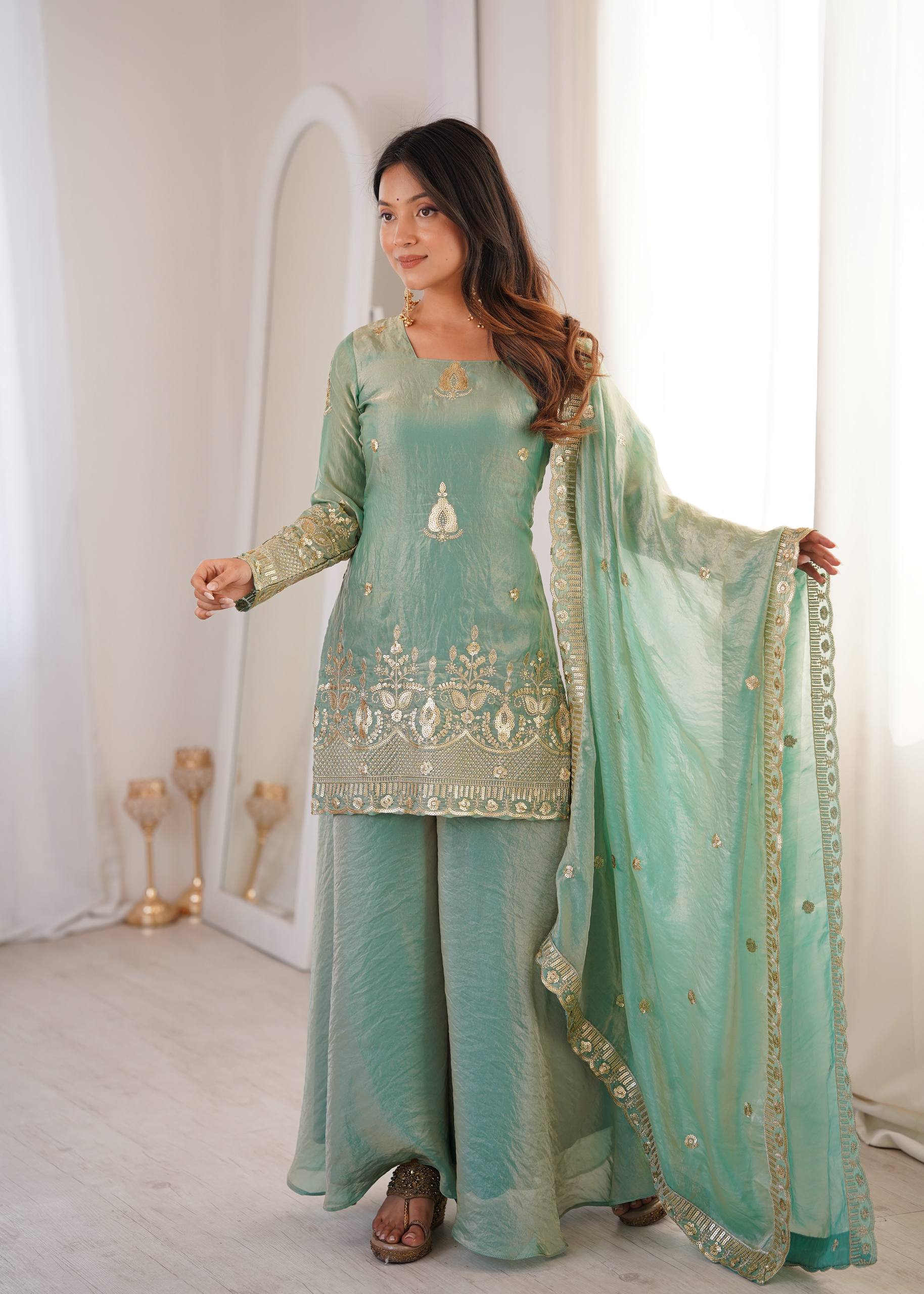 Sophisticated Embellished Sharara Suit Traditional Craftsmanship for Special Occasions