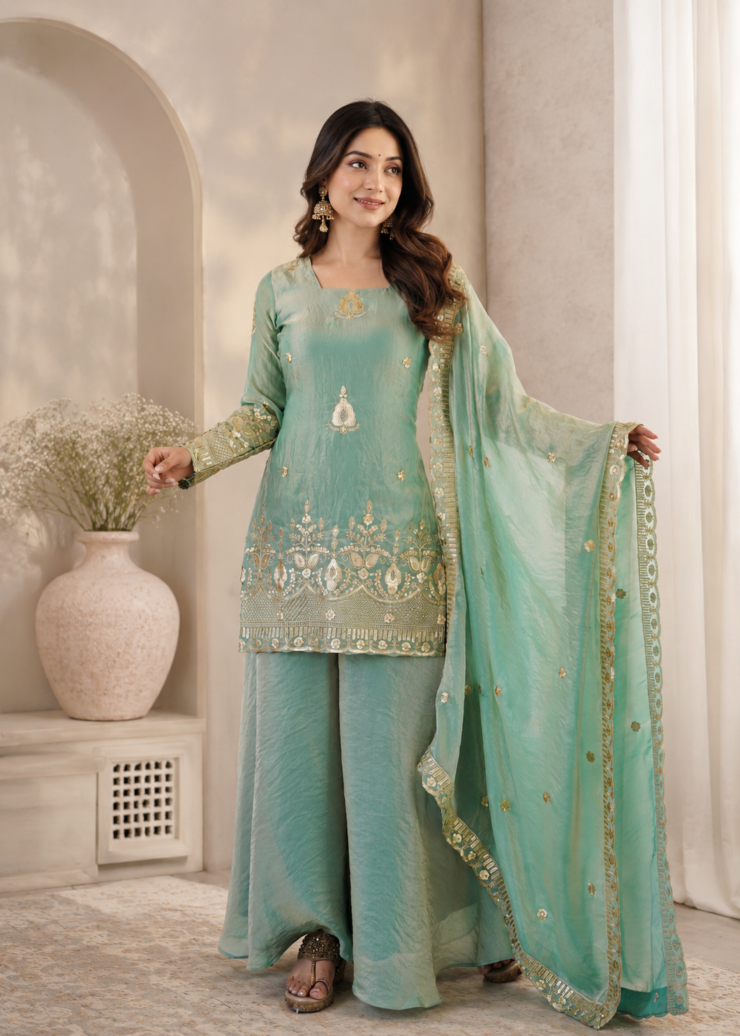 Sophisticated Embellished Sharara Suit Traditional Craftsmanship for Special Occasions