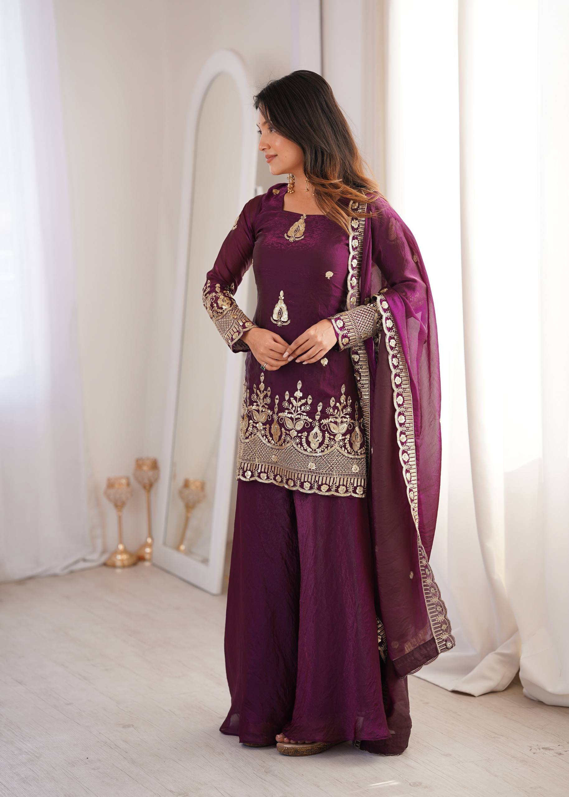Sophisticated Embellished Sharara Suit Traditional Craftsmanship for Special Occasions