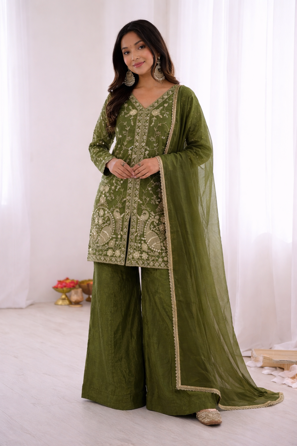 Sophisticated Festive Organza Palazzo Set Luxurious Traditional Ensemble