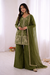 Sophisticated Festive Organza Palazzo Set Luxurious Traditional Ensemble