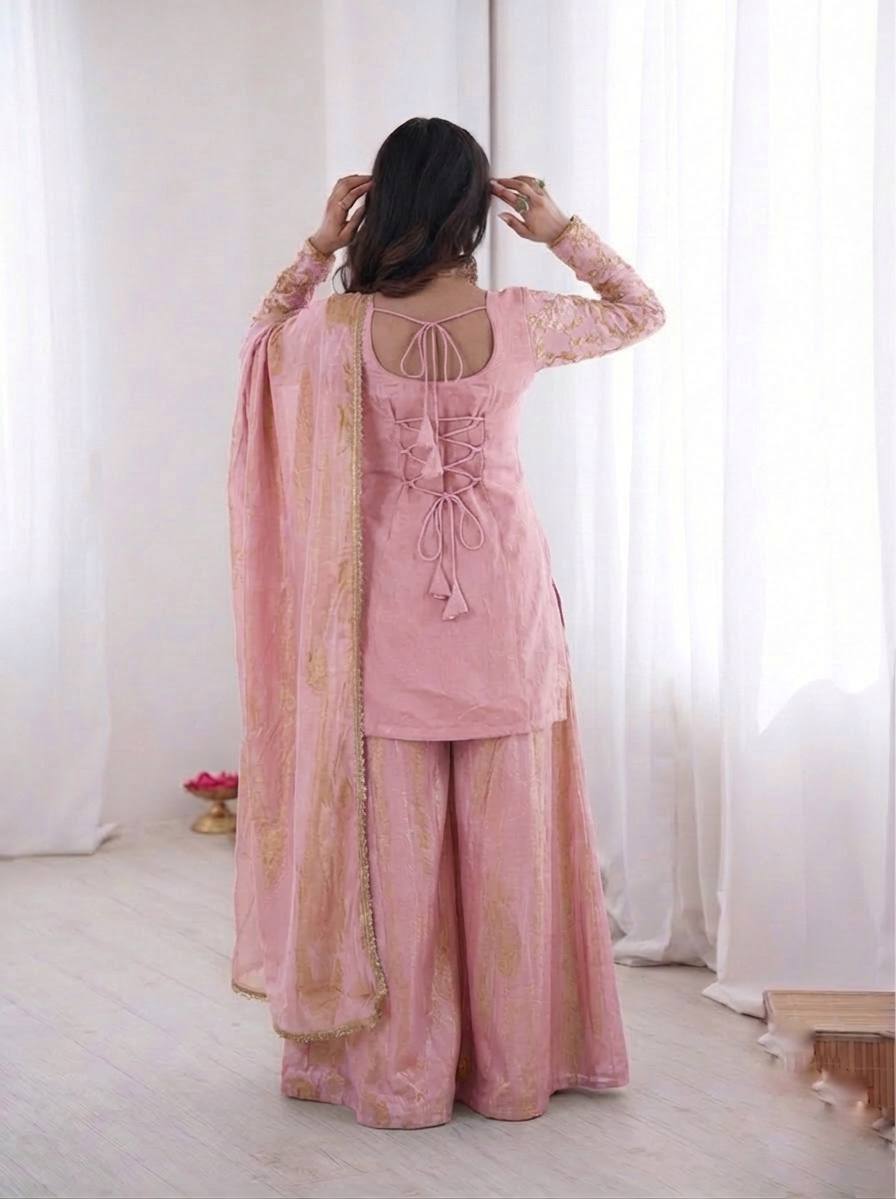 Sophisticated Festive Organza Palazzo Set Luxurious Traditional Ensemble