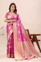 Sophisticated Traditional Banarasi Saree Opulent Gold Zari Border for Weddings and Celebrations