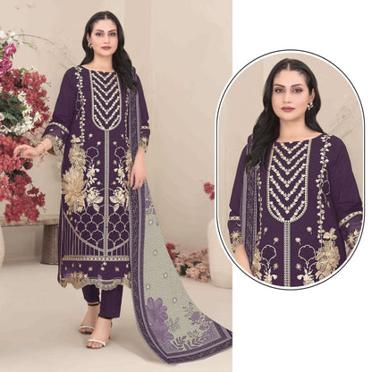 Stylish Festive Ethnic Kurta Pant and Dupatta Set Heavy Thread Work Party Wear
