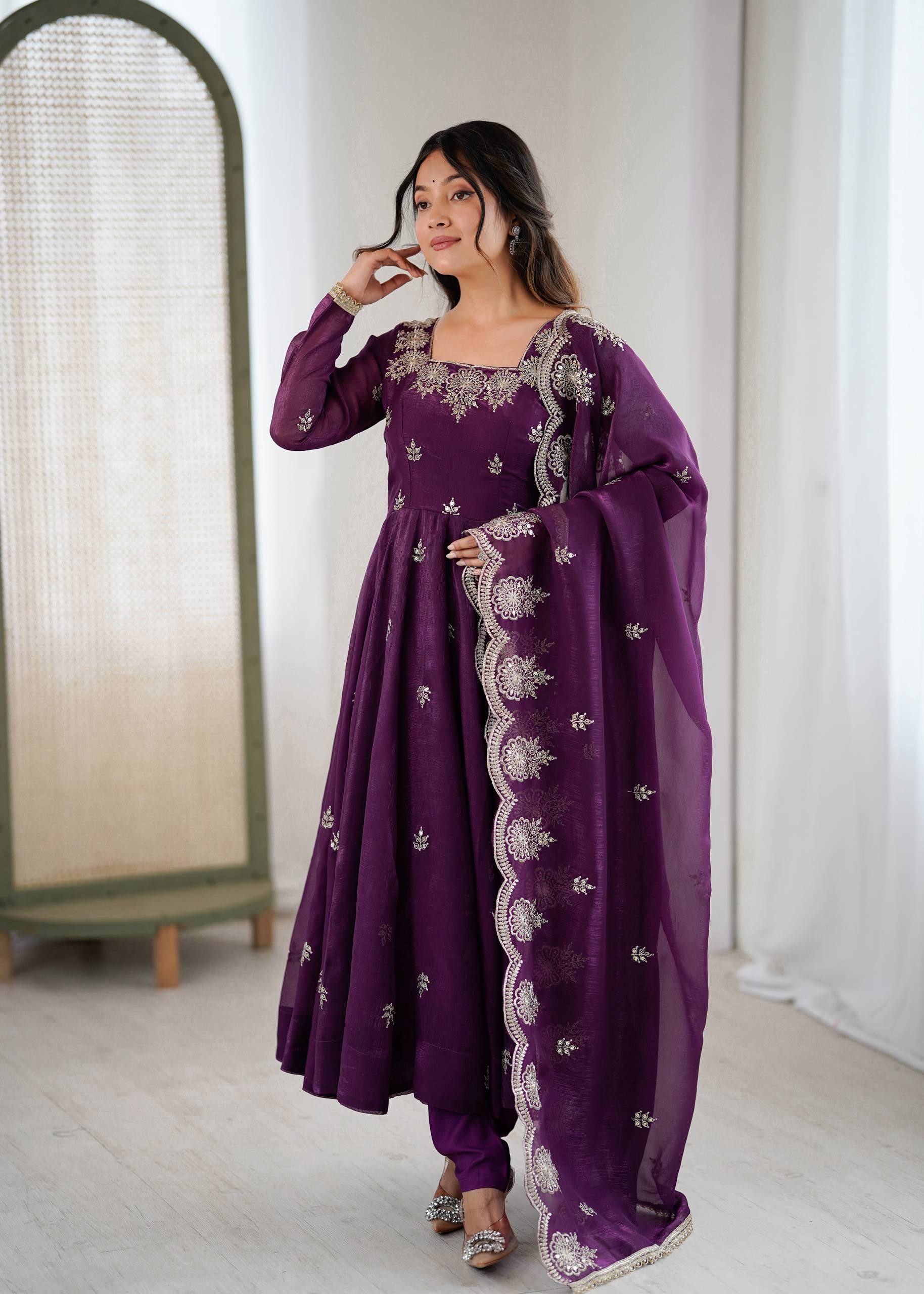 Luxurious Embroidered Anarkali with Matching Pant And Dupatta Designer Ethnic Set