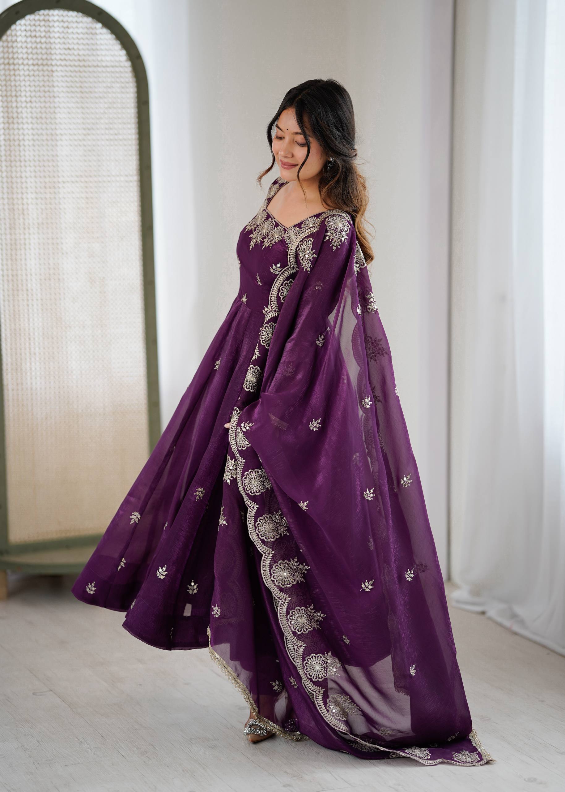 Luxurious Embroidered Anarkali with Matching Pant And Dupatta Designer Ethnic Set