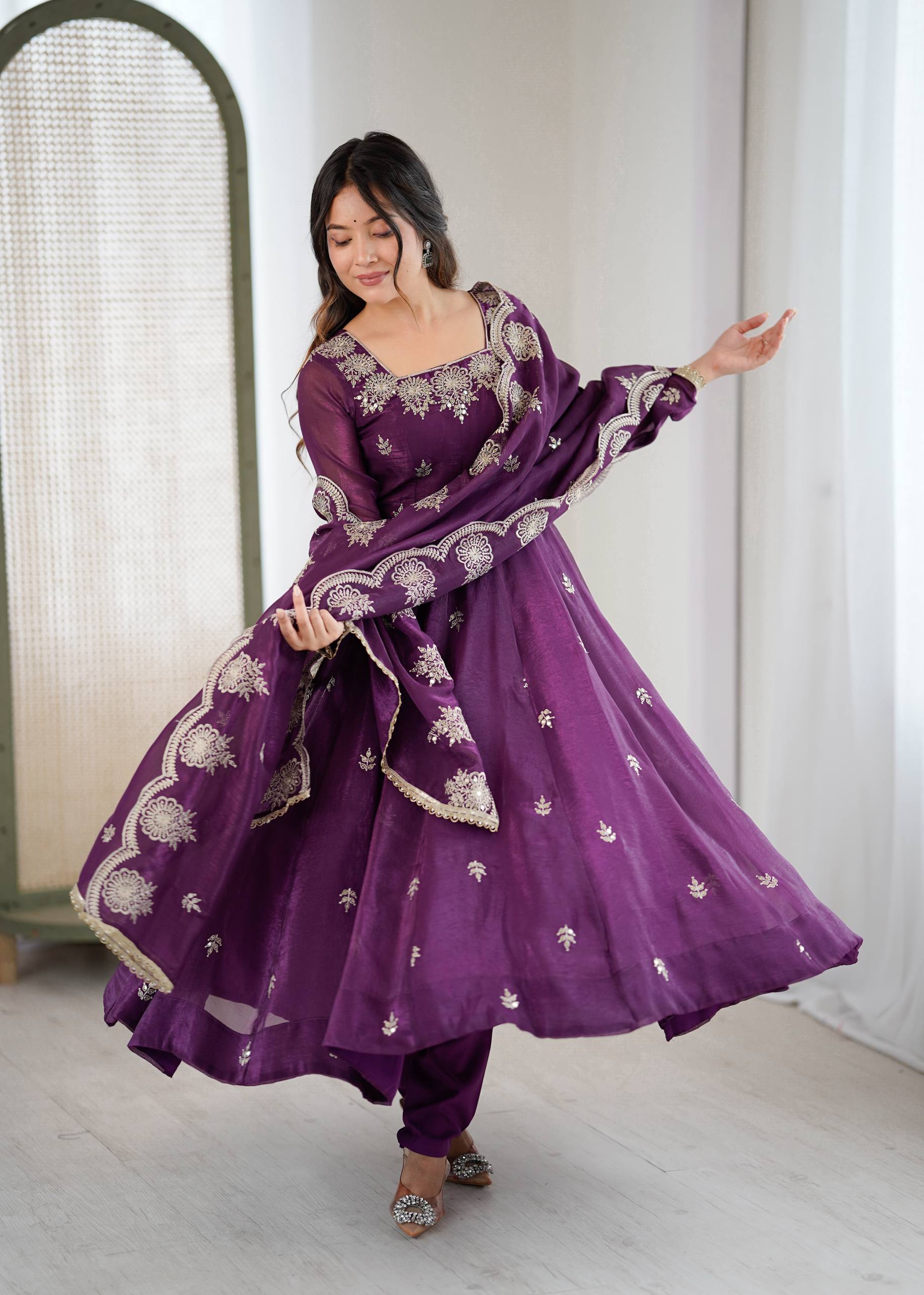 Luxurious Embroidered Anarkali with Matching Pant And Dupatta Designer Ethnic Set