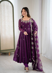 Luxurious Embroidered Anarkali with Matching Pant And Dupatta Designer Ethnic Set