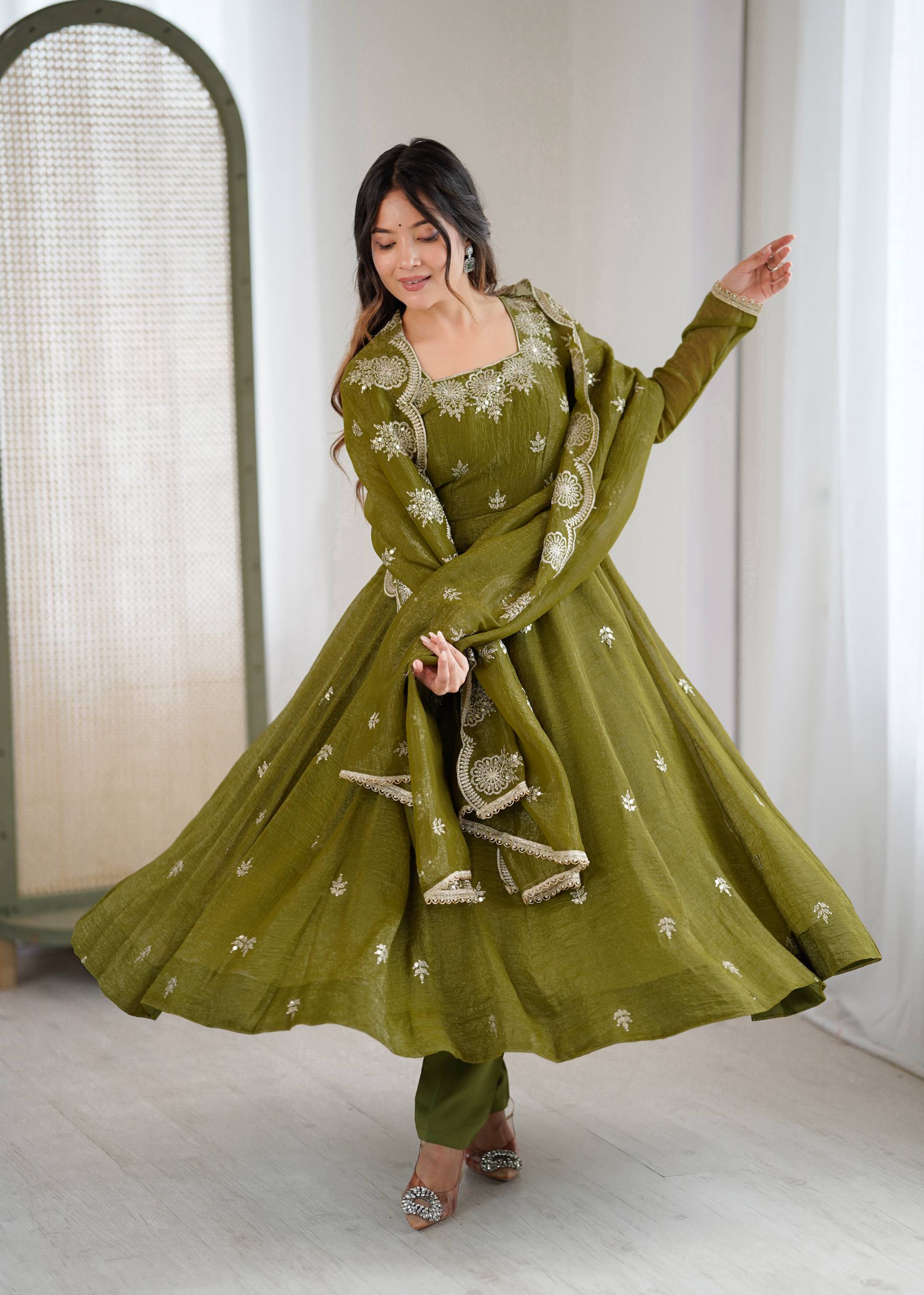 Luxurious Embroidered Anarkali with Matching Pant And Dupatta Designer Ethnic Set