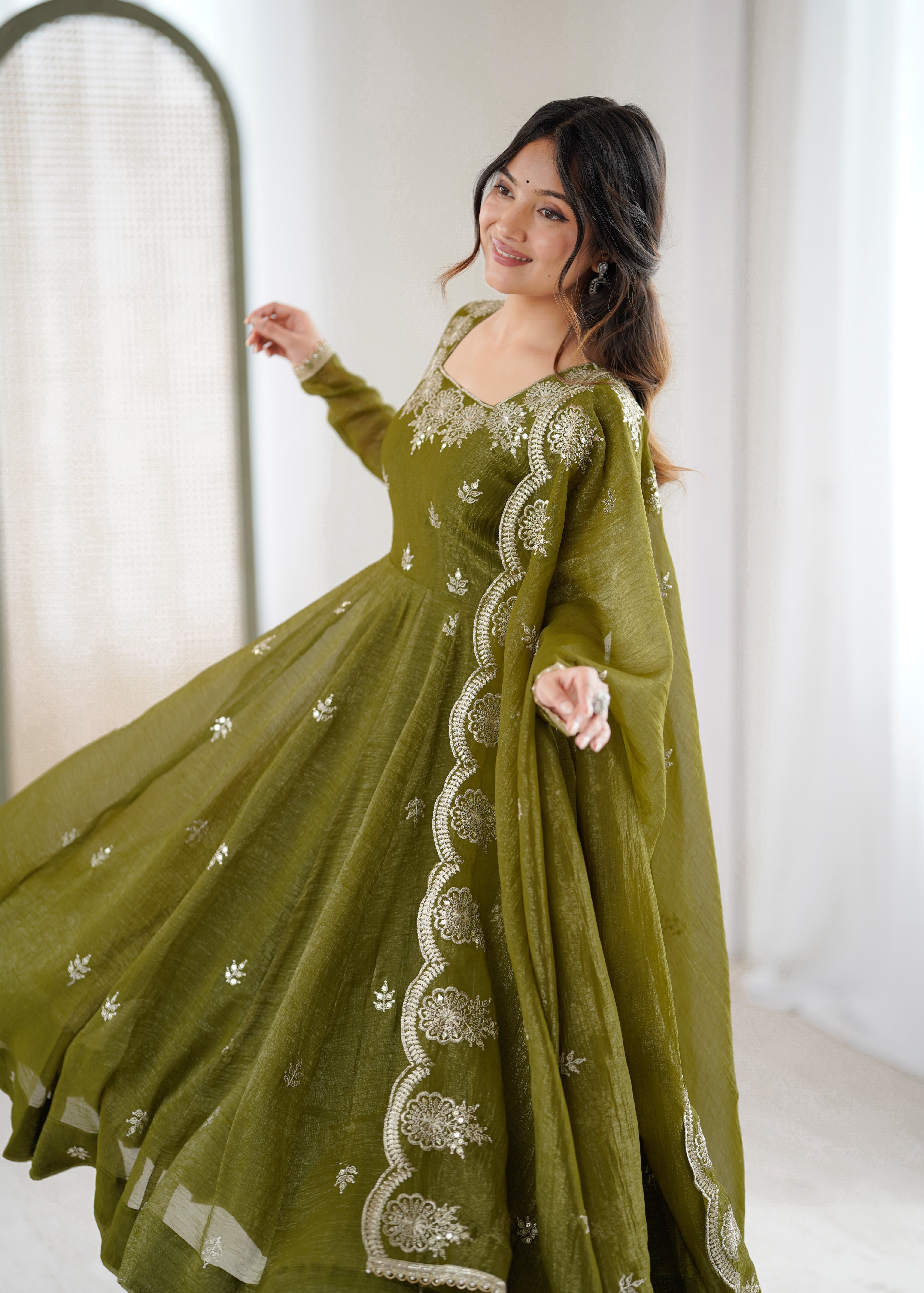 Luxurious Embroidered Anarkali with Matching Pant And Dupatta Designer Ethnic Set
