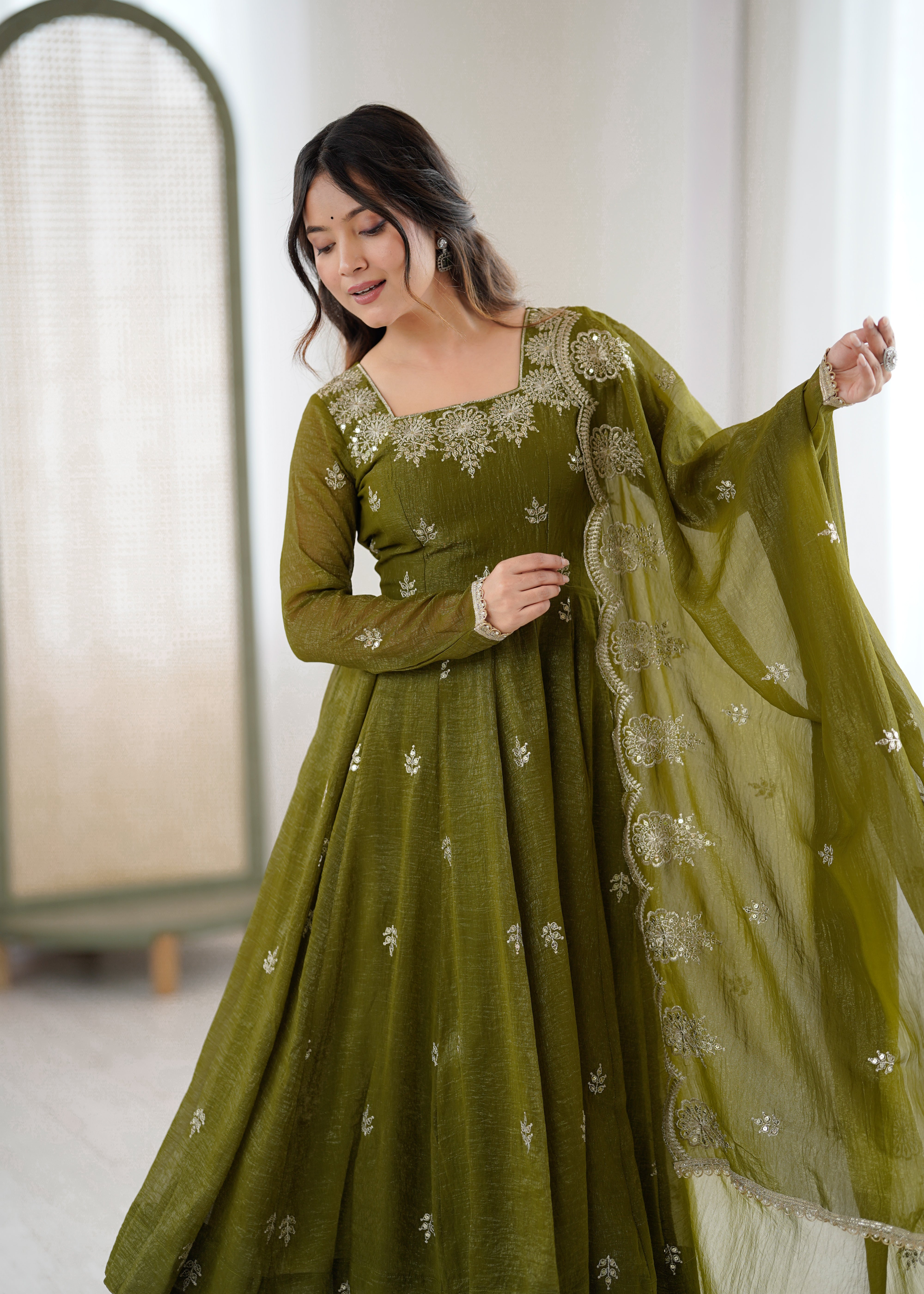Luxurious Embroidered Anarkali with Matching Pant And Dupatta Designer Ethnic Set