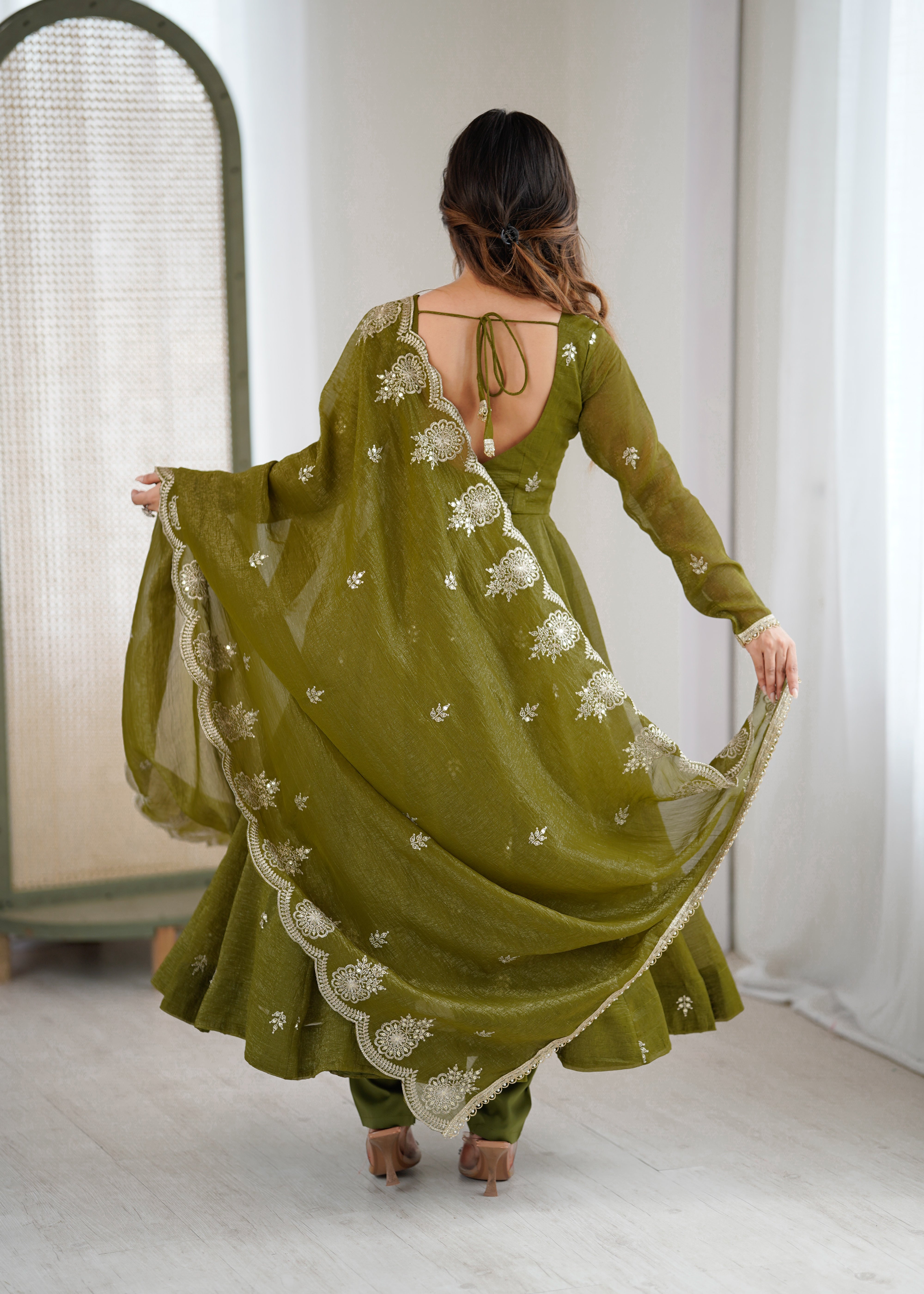 Luxurious Embroidered Anarkali with Matching Pant And Dupatta Designer Ethnic Set