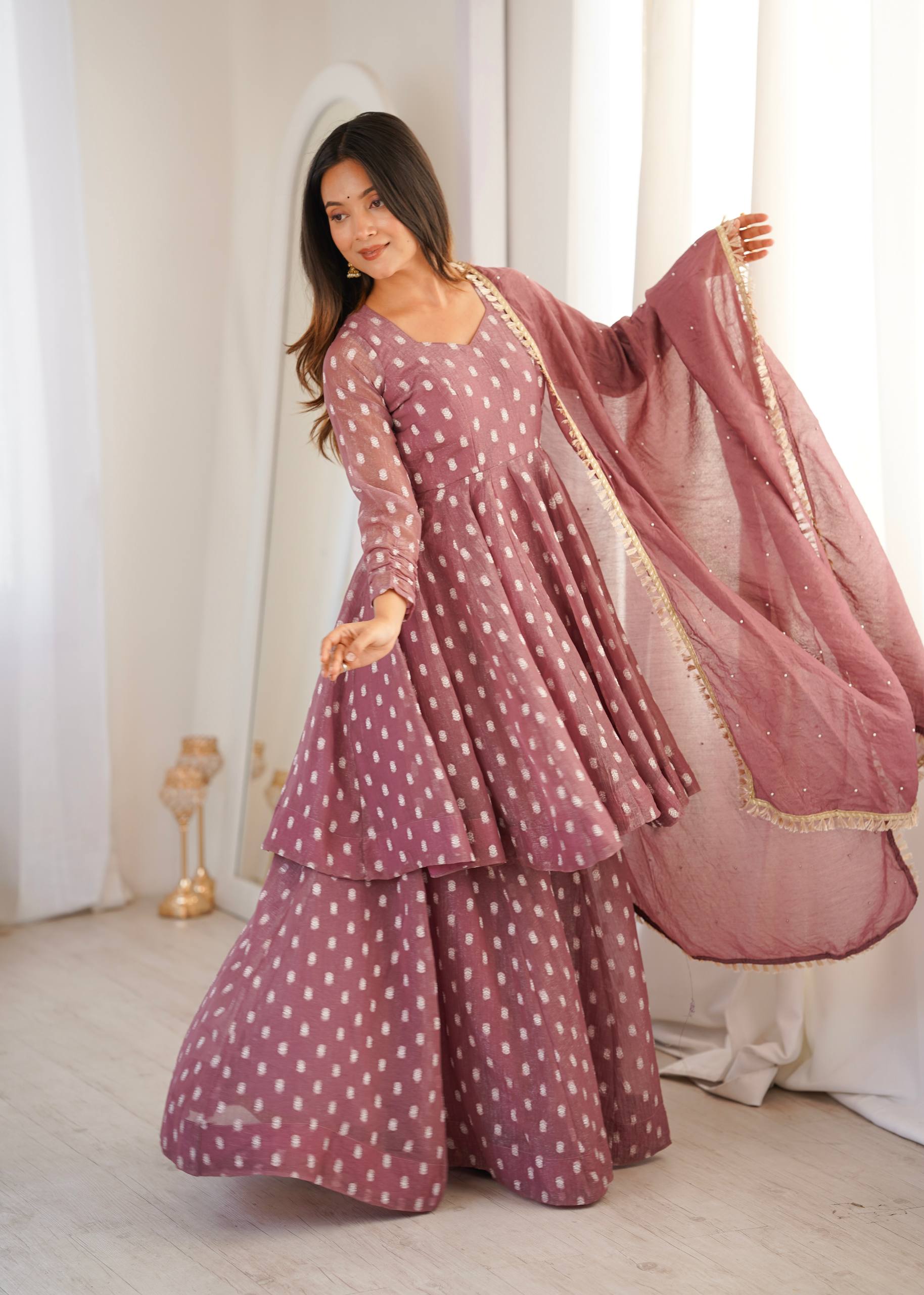 Contemporary Peplum Sharara Set Stylish Festive Wear with Intricate Details