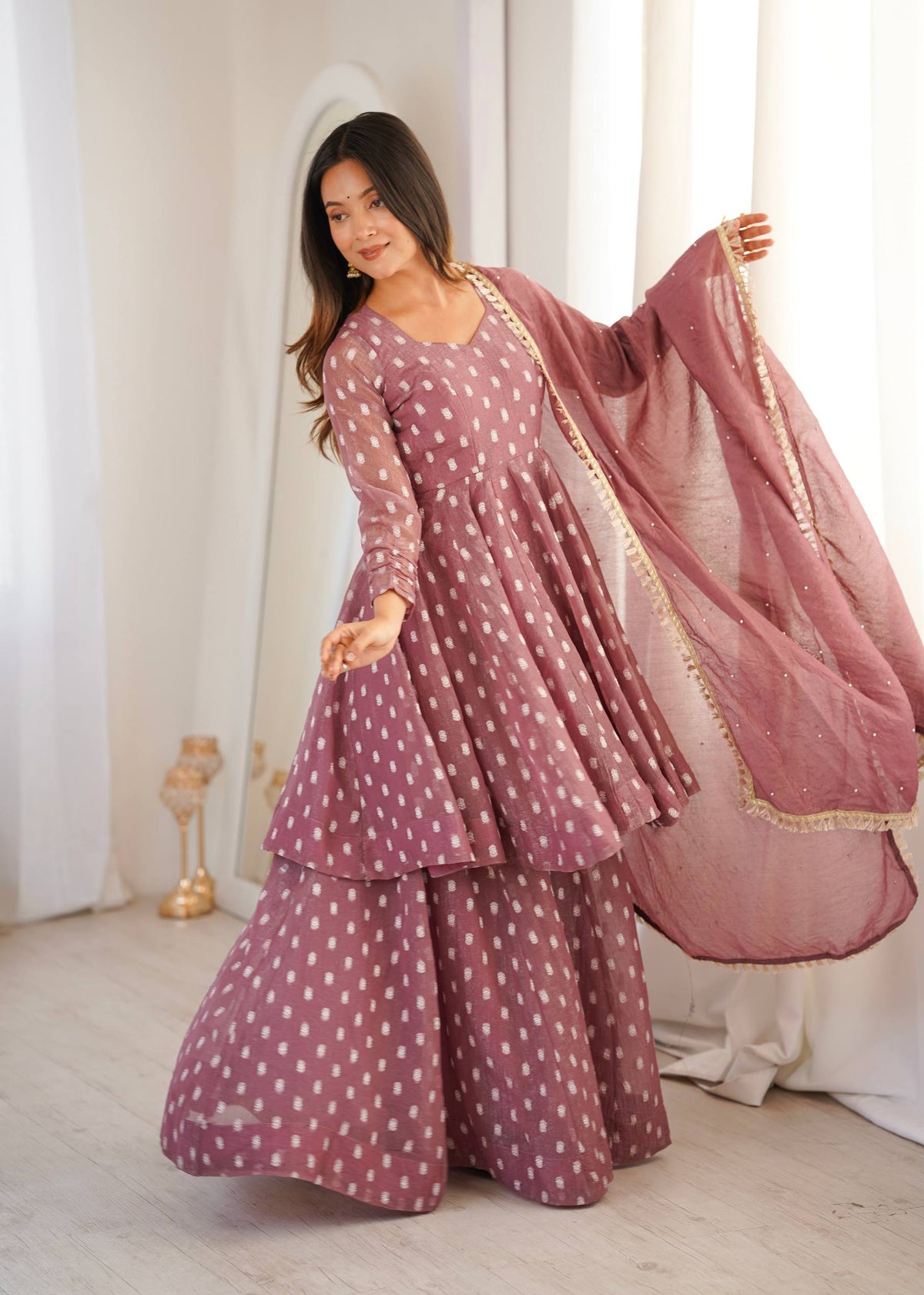 Contemporary Peplum Sharara Set Stylish Festive Wear with Intricate Details