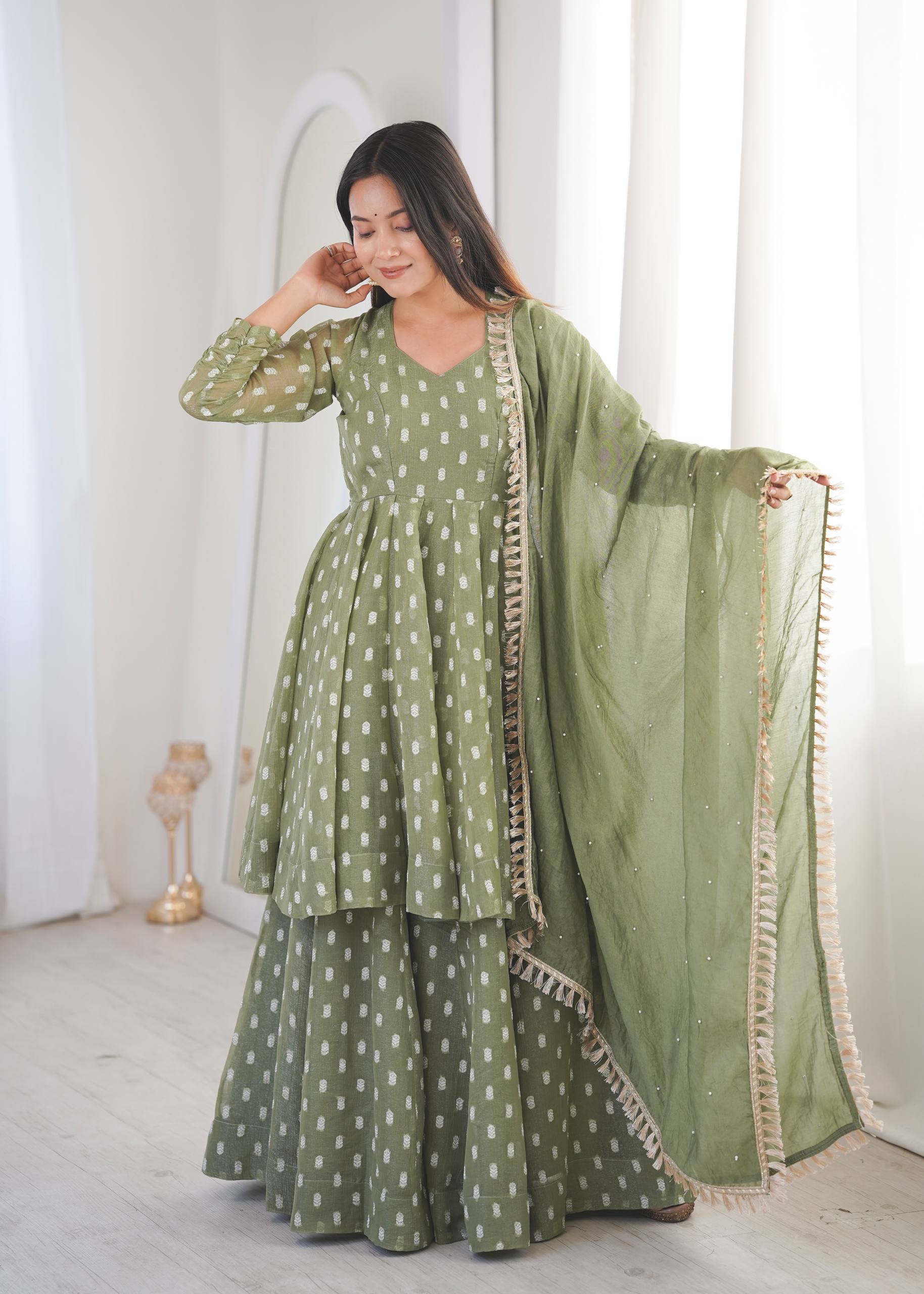 Contemporary Peplum Sharara Set Stylish Festive Wear with Intricate Details