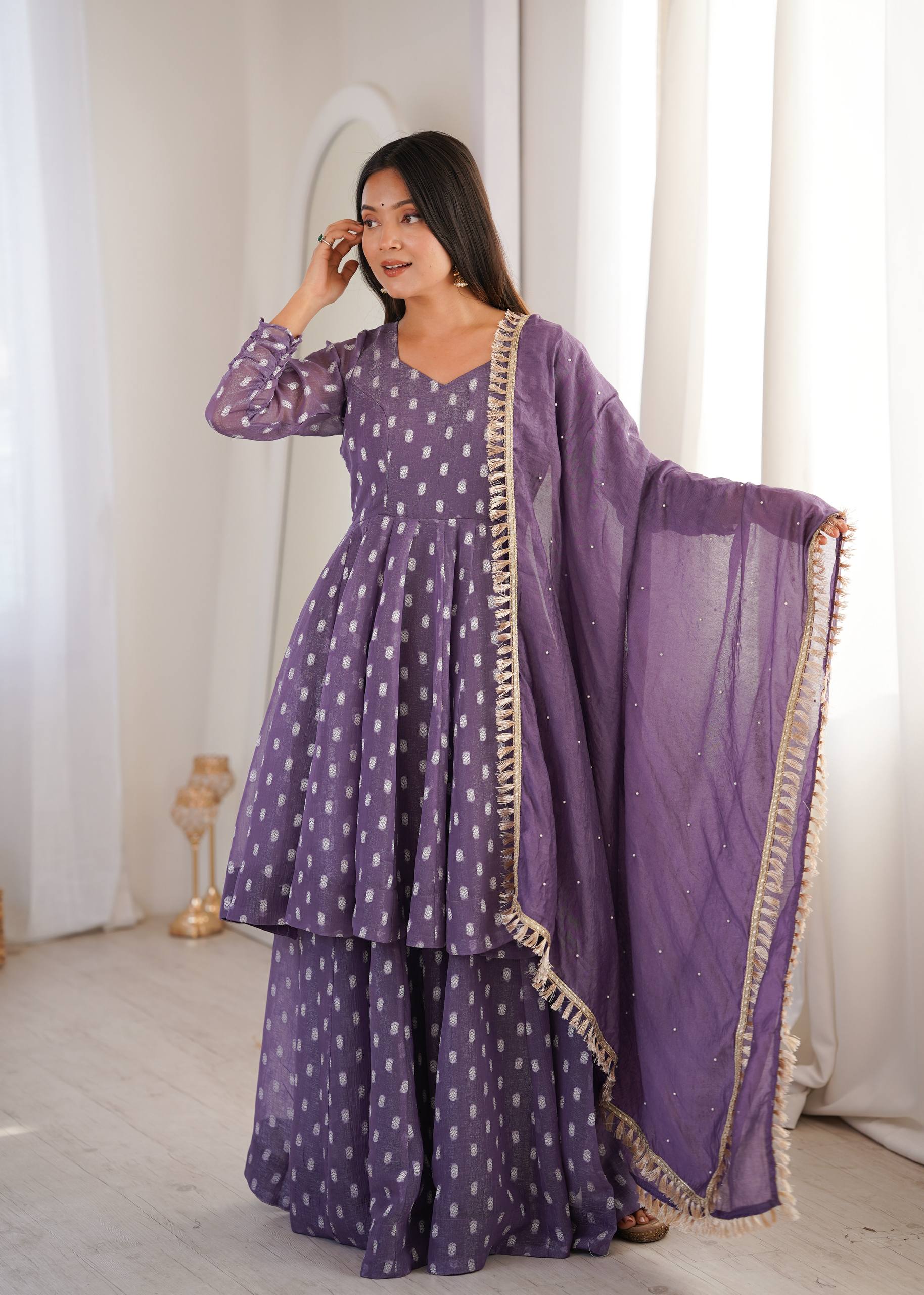 Contemporary Peplum Sharara Set Stylish Festive Wear with Intricate Details