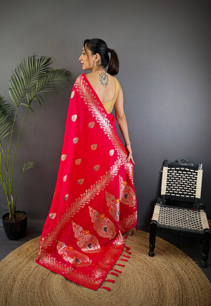 Elegant Banarasi Soft Silk Saree with Rich Zari Border Woven Pallu Traditional Indian Ethnic Wear for Weddings and Festivals