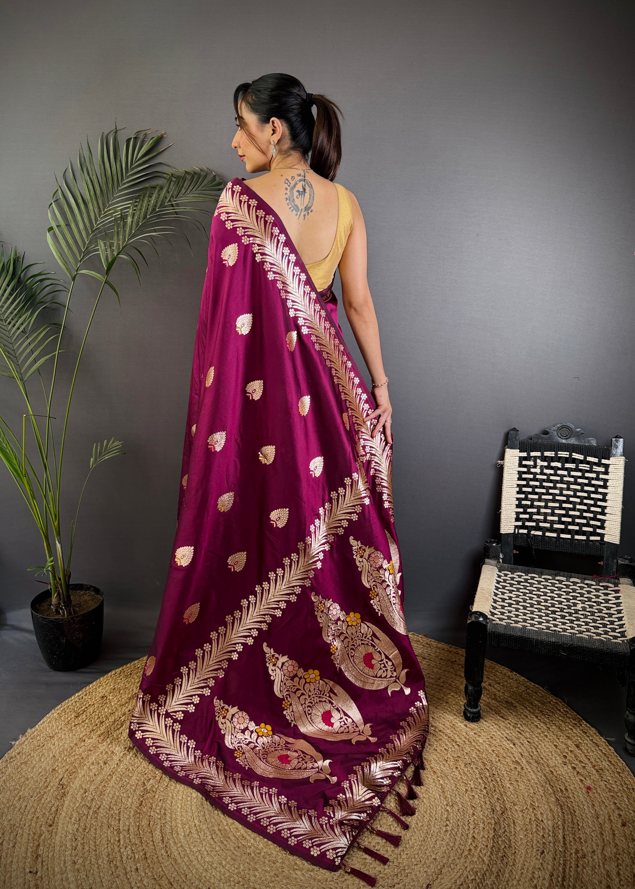 Elegant Banarasi Soft Silk Saree with Rich Zari Border Woven Pallu Traditional Indian Ethnic Wear for Weddings and Festivals