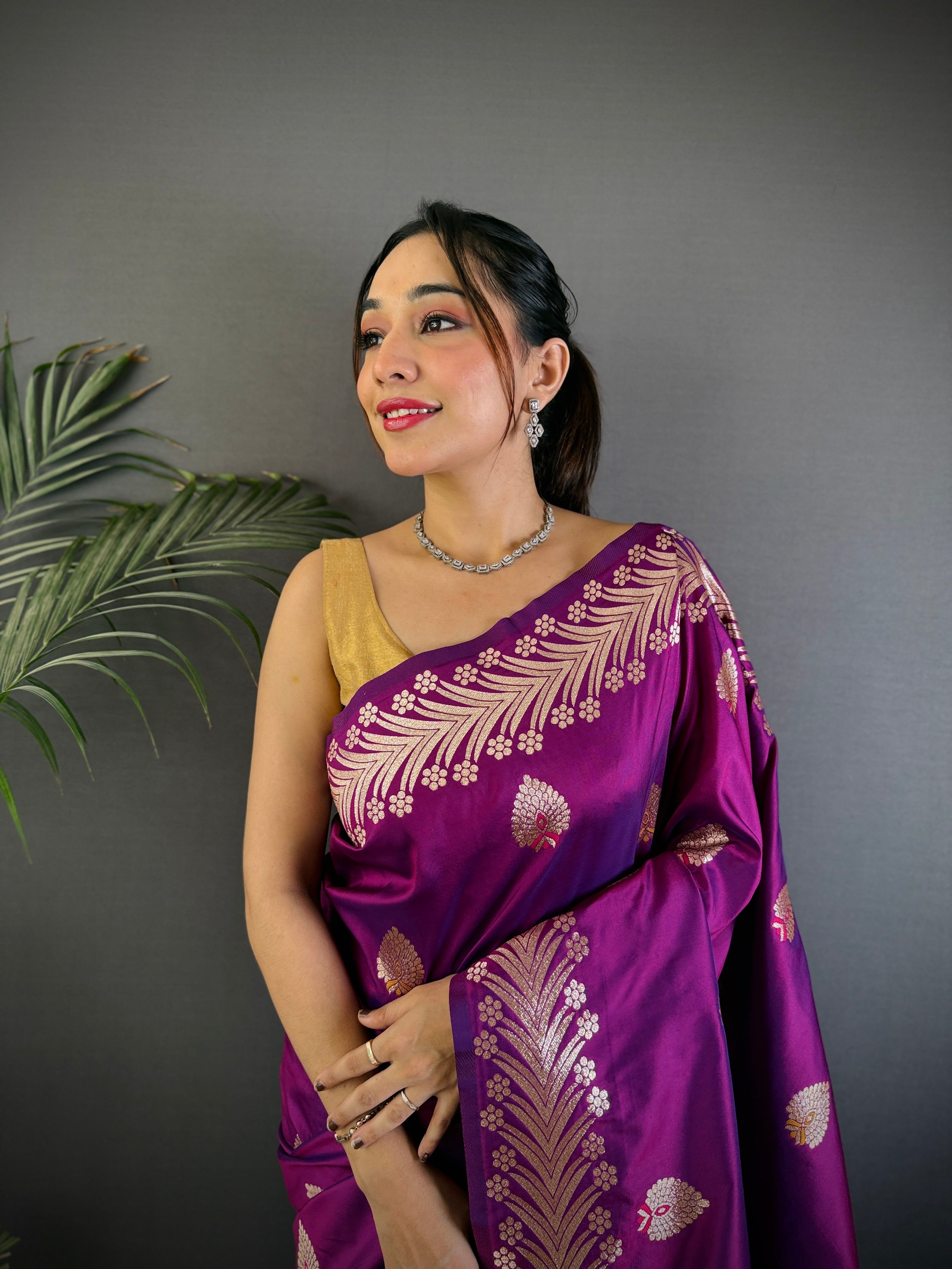 Elegant Banarasi Soft Silk Saree with Rich Zari Border Woven Pallu Traditional Indian Ethnic Wear for Weddings and Festivals