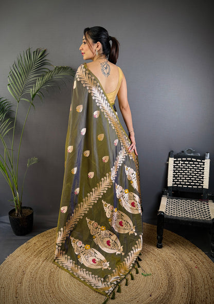 Elegant Banarasi Soft Silk Saree with Rich Zari Border Woven Pallu Traditional Indian Ethnic Wear for Weddings and Festivals